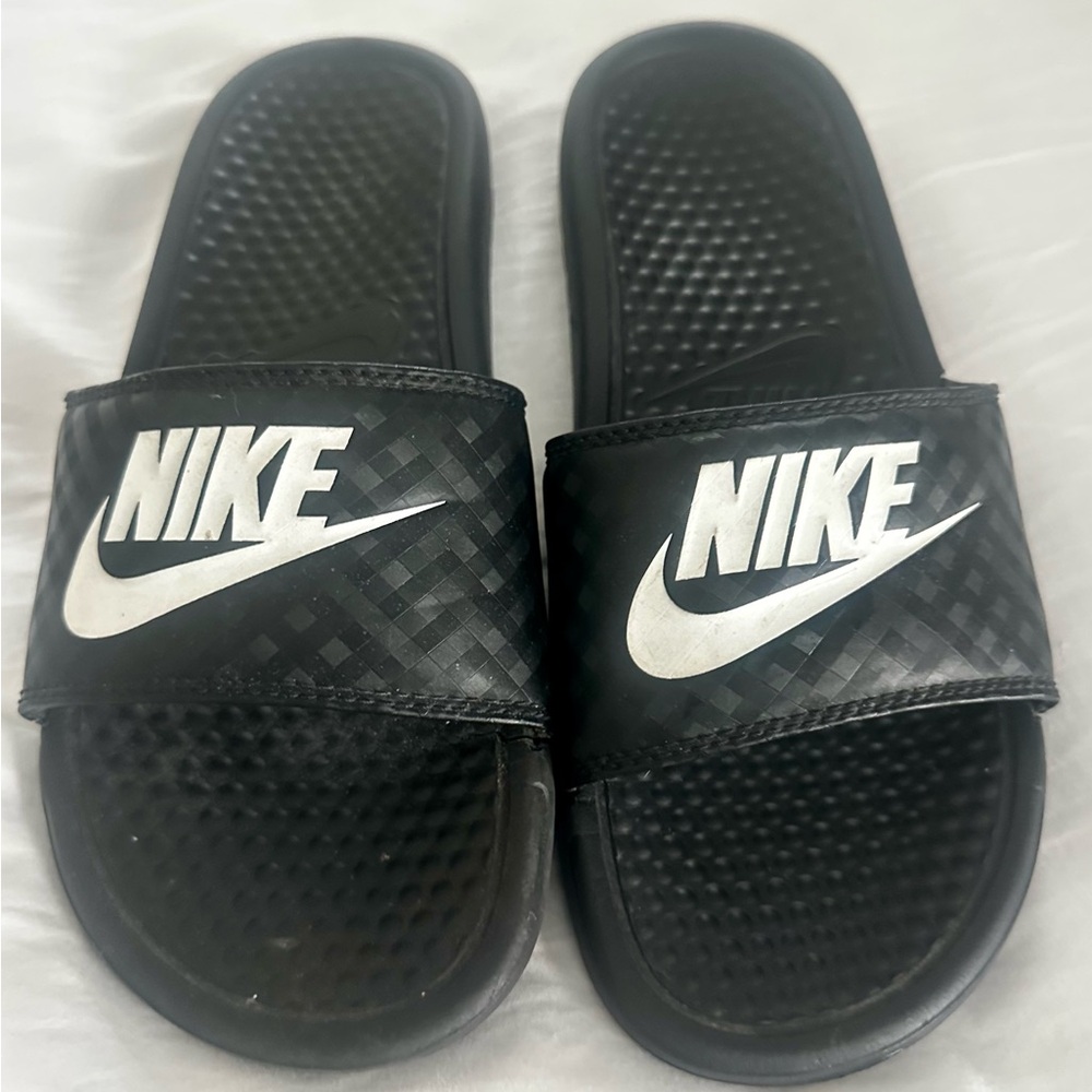 Nike Black and White Slide Sandals